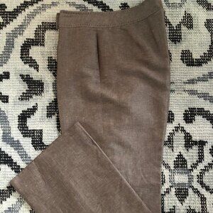 Tahari Vintage Linen Poly Viscose Blend Lined Pants Pin Stitching Brown Sz 8